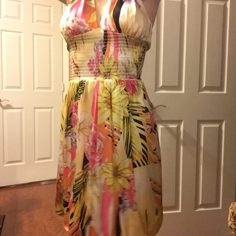 Beautiful multi color silk Cache dress